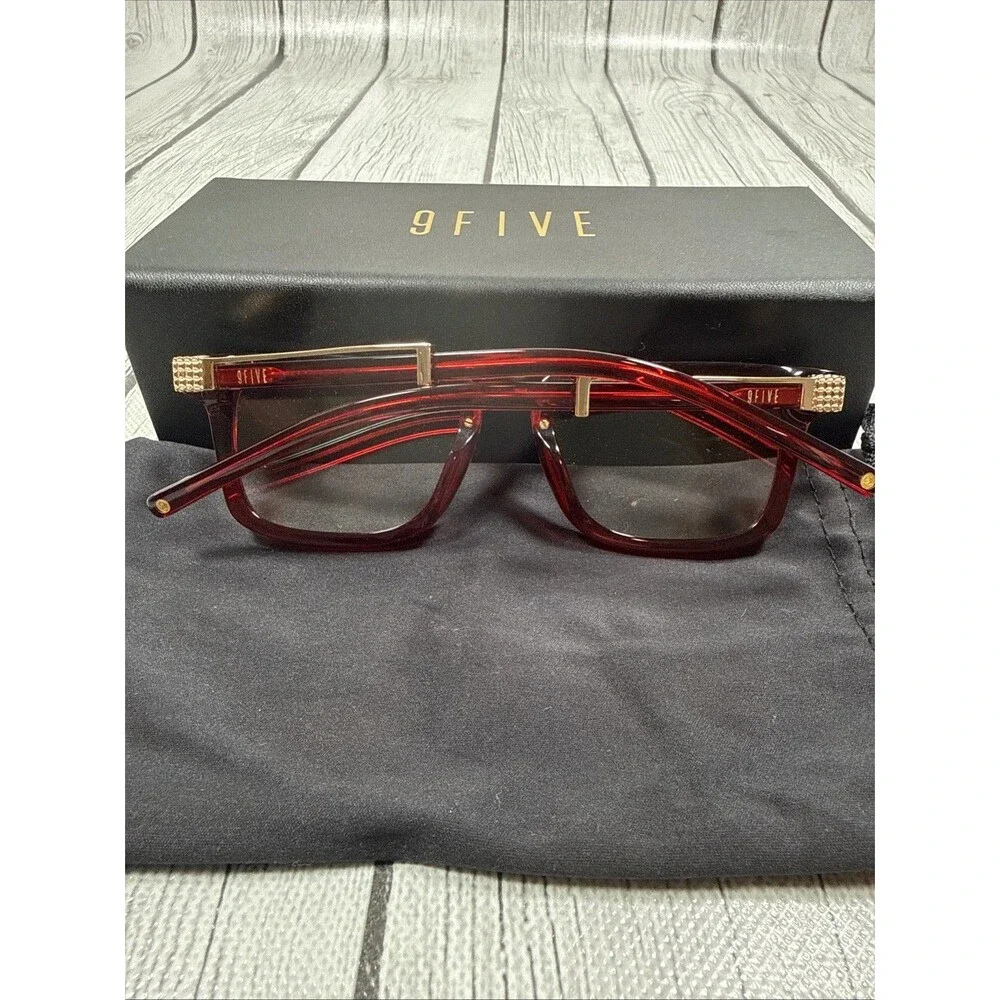 9FIVE Bishop LTD Sunglasses Ruby Red Translucent Golden Frame Glasses NWOT